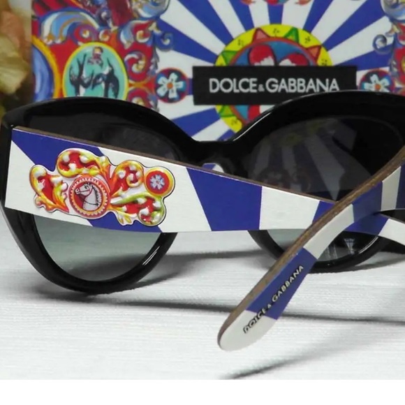 Dolce&Gabbana Cat Eye Horse Emblem Sunglasses Colorful Arms Handmade Areas NWT - Picture 8 of 16